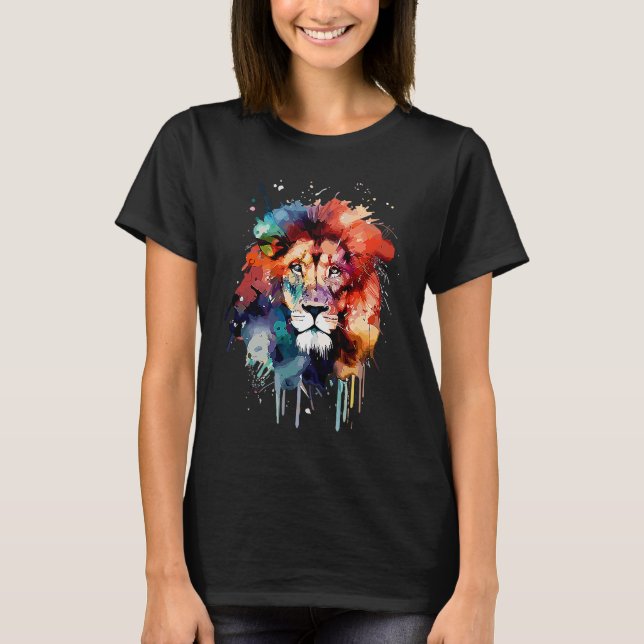 Cute Lion for wild animal  rainbow coloured T-Shirt (Front)