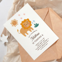 Cute lion. Funny safari animal baby kids birthday