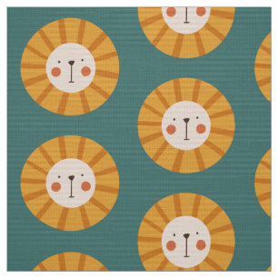 Cute Lion Green Nursery Fabric