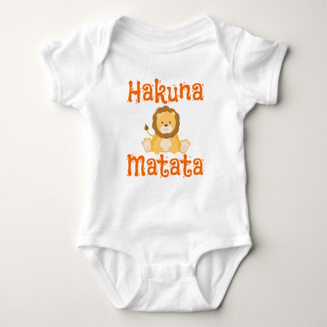Cute Lion Hakuna Matata Baby Bodysuit (Front)