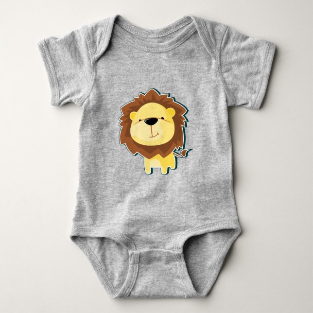 Cute Lion Illustration Baby Bodysuit (Front)