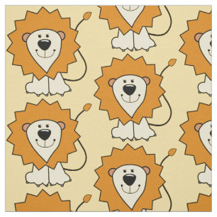 Cute Lion Illustration kids' custom fabric