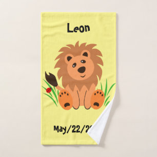 Cute lion in the grass with ladybug kids towel