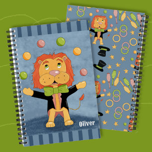 Cute Lion Juggler Kid Personalized Spiral Notebook