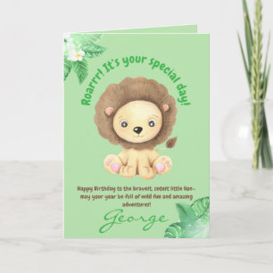 Cute Lion Jungle Animals Kids Birthday Photo Card