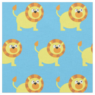 Cute Lion Kid Baby Nursery Light Blue Big Cat Fabric