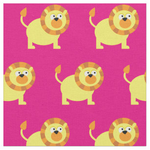 Cute Lion Kid Baby Nursery Pink Big Cat Fabric