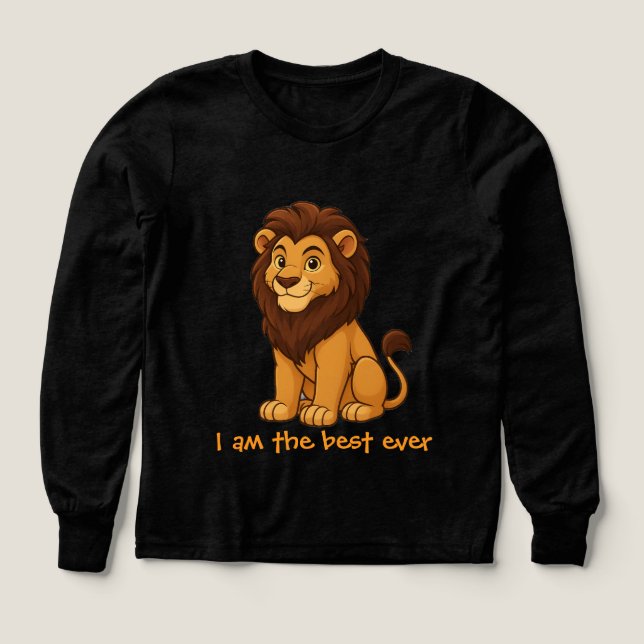 Cute lion kids sweatshirt "I am the best ever" (Design Front)