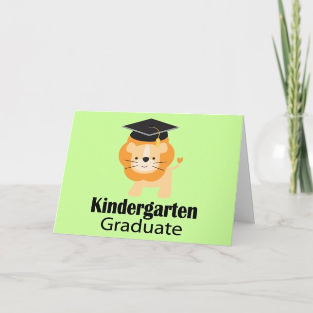 Cute Lion Kindergarten Graduation Gift Card (Front)
