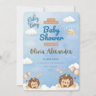 Cute Lion King Baby Boy Shower Invitation