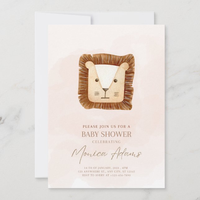 Cute Lion King Baby Shower Theme Invitation (Front)