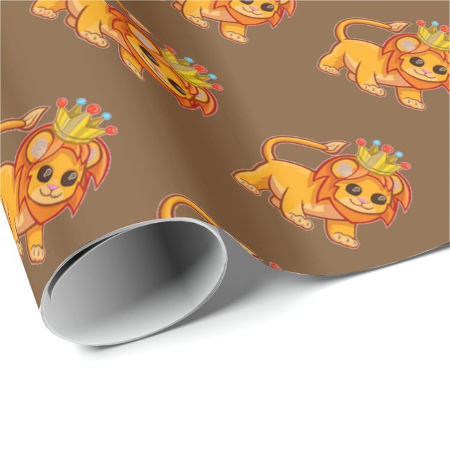 Cute Lion King Crown Jungle Animal Kids Gift Wrap (Roll Corner)