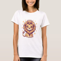 "Cute Lion King Women's T-Shirt Kawaii Crown Anim