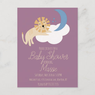 Cute Lion Moon Cloud Baby Shower Invitation Postca Postcard