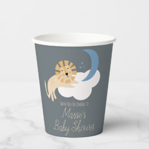 Cute Lion Moon Cloud Baby Shower Thank You Paper Cups