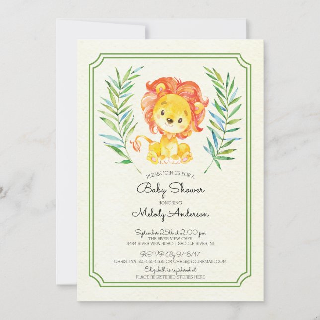 Cute Lion Neutral Baby Shower Invitation (Front)