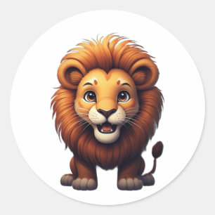 Cute Lion Nursery Wall Art Jungle Animal  Classic Round Sticker