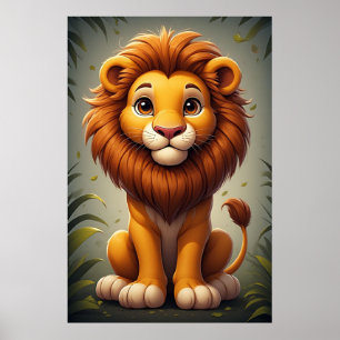 Cute Lion Nursery Wall Art Safari Animal