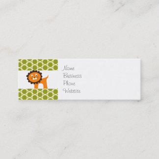 Cute Lion on Green Pattern Gifts for Kids Mini Business Card