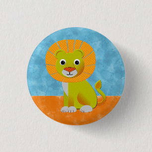 Cute Lion On Watercolor Background 3 Cm Round Badge