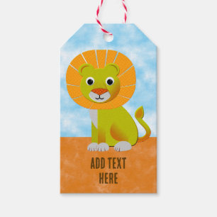 Cute Lion On Watercolor Background Gift Tags