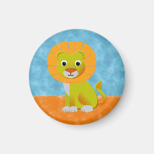 Cute Lion On Watercolor Background Magnet