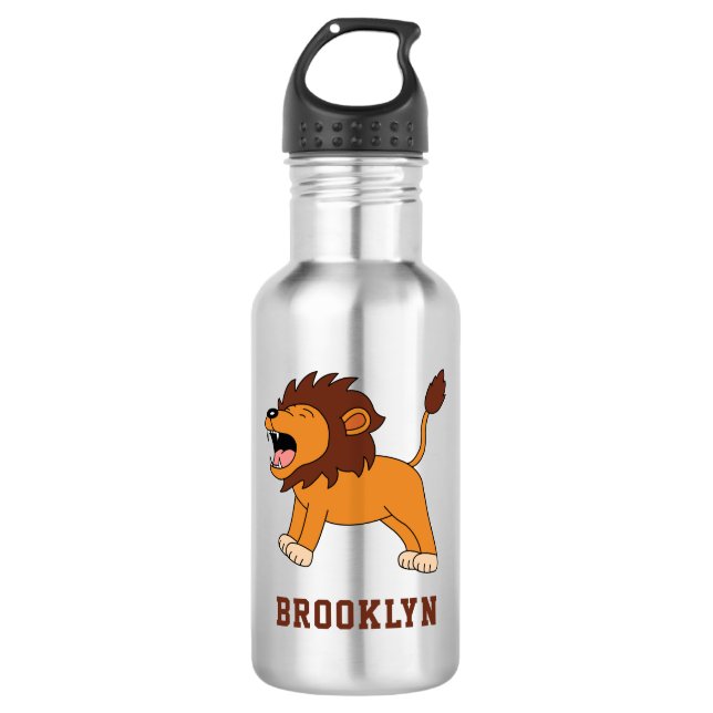 Cute Lion Personalised Custom Name Back To School 532 Ml Water Bottle (Front)