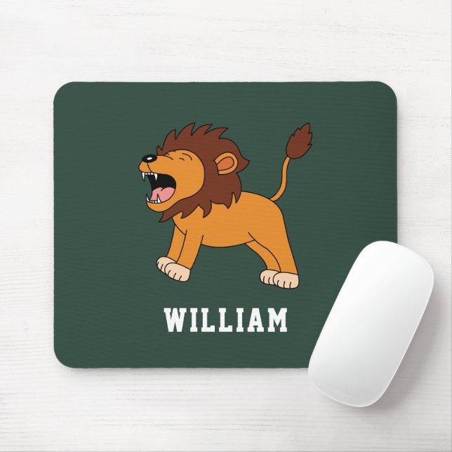 Cute Lion Personalised Custom Name Back To School Mouse Pad (With Mouse)