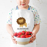 Cute Lion Personalised Kids Apron<br><div class="desc">This kids' apron for animal lovers features a cute lion illustration. Personalise it with your child's name in black letters. Makes a great apron for boys or girls!</div>