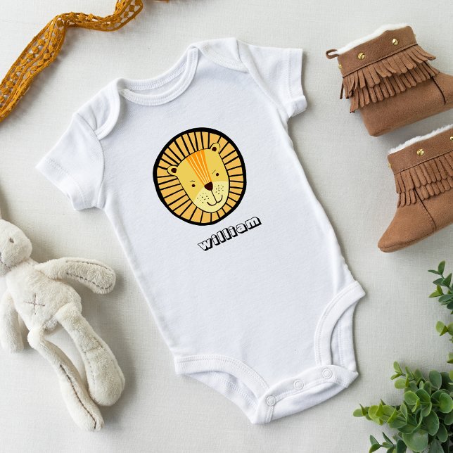 Cute Lion Personalised Name Baby Bodysuit (Creator Uploaded)
