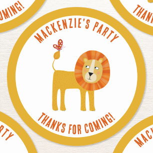 Cute Lion Personalised Thank You Classic Round Sticker