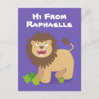 Cute lion roaring cartoon illustration