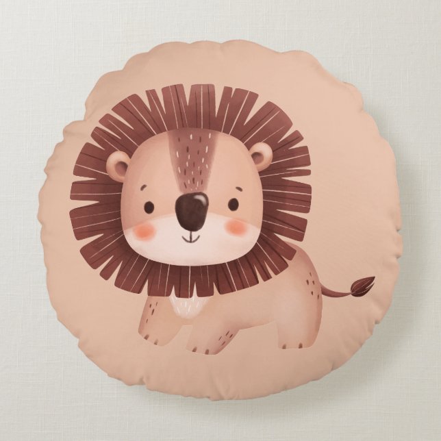 Cute Lion Round Cushion (Front)