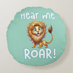 Cute Lion Safari Woodland Animal Round Cushion