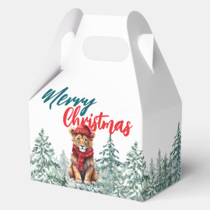 Cute lion Santa wild zoo Xmas tree Merry Christmas Favour Box