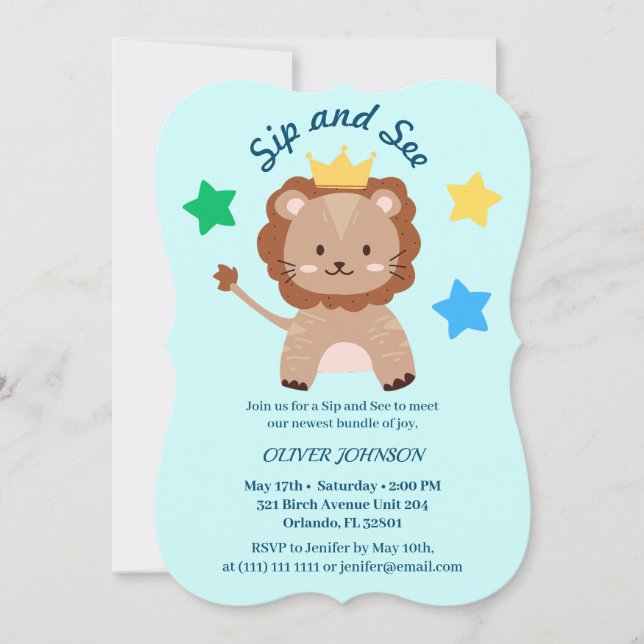 Cute Lion Sip & See Baby Shower (Front)