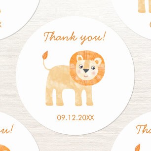 Cute Lion Thank You Date Classic Round Sticker