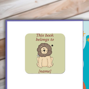 Cute Lion This Book Belongs To Book Plate Sticker