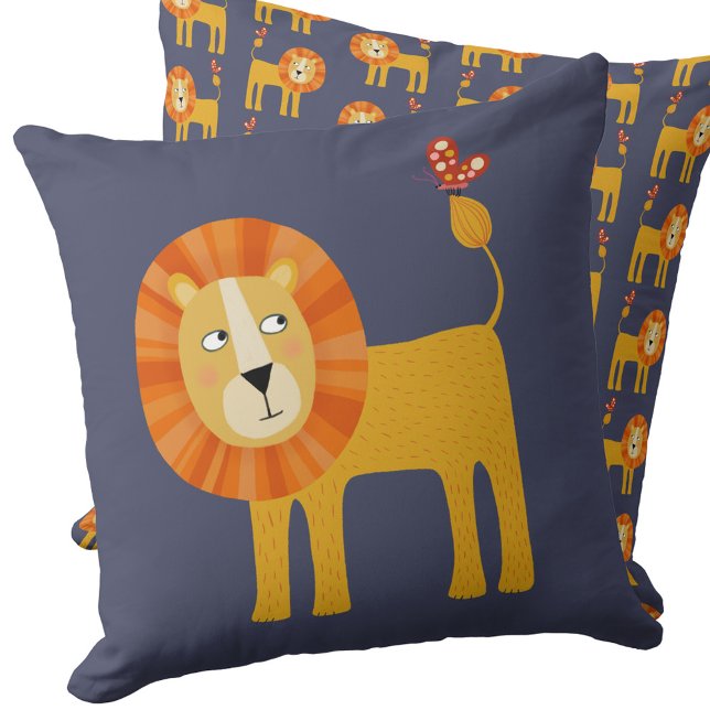 Cute Lion Throw Pillow (Fun lion reversible throw pillow)