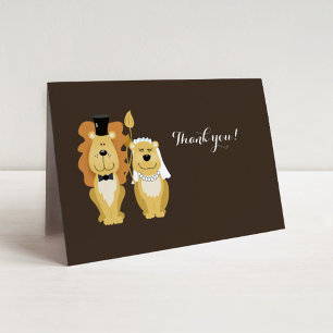 Cute Lion Wedding Couple Thank You Card