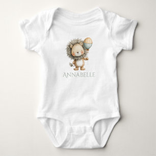 Cute Lion with Balloon Personalise Baby Bodysuit
