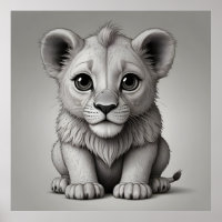 Cute Lion with Big Eyes