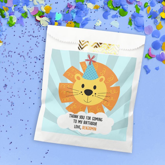 Cute Lion with Birthday Party Hat Thank You  Favour Bags (Creator Uploaded)