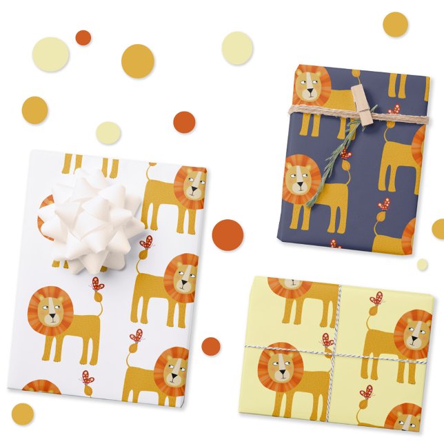 Cute Lion Wrapping Paper (Cute lion gift wrapping paper sheets)