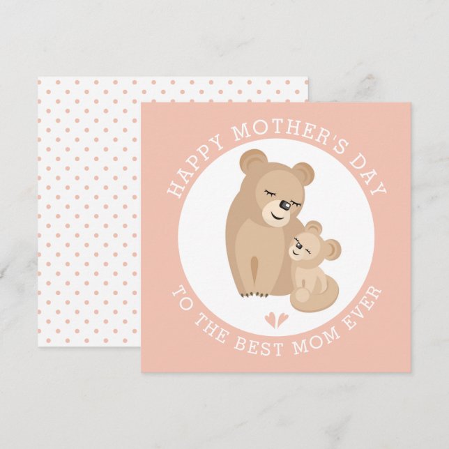 Cute lioness mother and baby pink Mothers Day  Holiday Card (Front/Back)