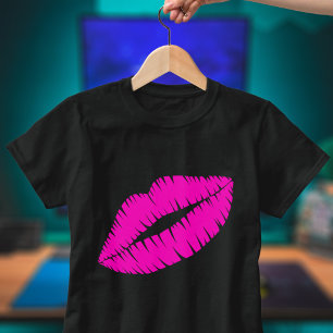 Cute Lipstick Kiss Hot Pink Lips T-Shirt