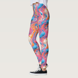Cute liquid pour tiled pattern leggings