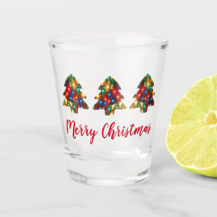 Cute Lit Christmas Trees Shot Glass