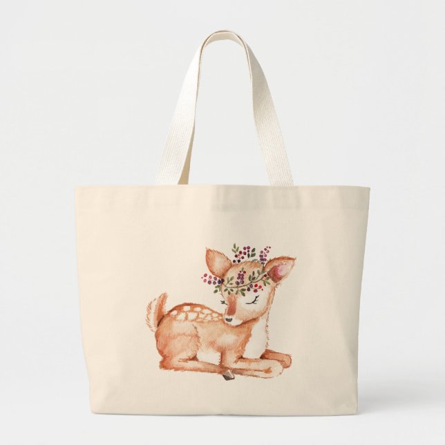 cute litte deer natural tote bag (Front)