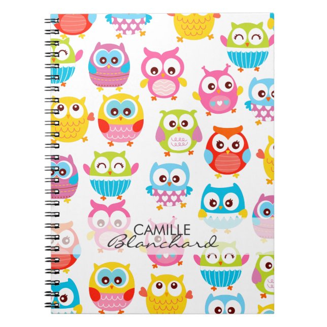 Cute Litte Owls Personalised Spiral Notebook (Front)